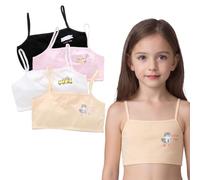ZETKUS 4 Pezzi Reggiseno Top Bimba Bambina Brassiere Reggiseno Basic in Cotone per Ragazza Top Bambina Reggiseno da Allenamento Basic Intimo Reggiseno in Cotone per Ragazze per Ragazze 7-14 Anni