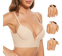 Zetopump Reggiseni a Schiena Bassa-con Scollo Multiway -con Schiena Scoperta e Ferretto Invisibile-Reggiseni Convertibili con Taglio Basso per Le Donne(Nude, 5C)