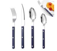 Zetqhuu Posate per cena, set di posate francesi, 4 cucchiaini da tè con taglierino francese in acciaio inossidabile, Utensile da cucina per bistecche, servizio di ristorazione occidentale per