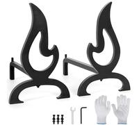 Zettfuly Andirons - Camino in ghisa, 43 cm, decorazione per caminetti a legna, design resistente ed elegante a forma di fuoco