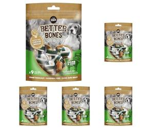 Zeus BetterBones, ossa da masticare per cani, con carne d'agnello al gusto menta, 7,5 cm (Confezione da 5)