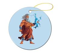 Zeus Dio greco Dio del Tuono Albero di Natale Pendente Rotondo in Ceramica Ornamenti di Natale per la Casa Decorazione delle Feste 2 Pz