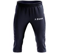 Zeus Enea Uomo Calcio Fitness Jogging 3/4-Trainings Pantaloncini Nero Blu Nuovo