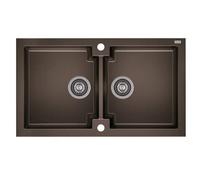 ZEUS GROUP NEPTUN 160 Lavello Cucina Doppio In Granito 86x50 cm Nero Con Sifone