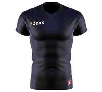 Zeus Maglia FISIKO Manica Corta Palestra Fitness Allenamento Jogging Running Corsa Training Calcio Calcetto (L, Blu)