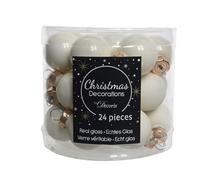 Zeus Party 24 Sfere in Vetro Bianche Lana per ADDOBBI Natalizi