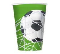 Zeus Party Bicchieri di Carta, Tema Calcio, Verde e Bianco, 250 cc, Confezione da 6 Pezzi