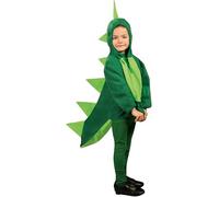 Zeus Party Costume da Dinosauro per Bambini, Verde, Tuta con Cappuccio, 5-6 Anni