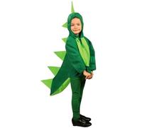 Zeus Party Costume da Dinosauro per Bambini, Verde, Tuta con Cappuccio, 7-9 Anni