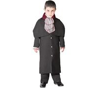 Zeus Party Costume da Vampiro Dracula per Bambini, Vestito con Jabot, 10-12 Anni, Nero