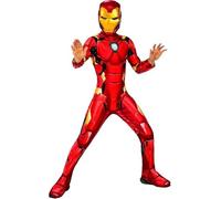 Zeus Party Costume Iron Man per Bambini con Muscoli Imbottiti, Include Maschera e Copriscarpe, Rosso e Oro, Taglia 8-10 Anni, per Carnevale