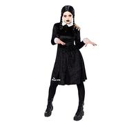 Zeus Party Costume Mercoledì Addams per Adulti - Il Set Comprende Vestito e Parrucca - Travestimento Cosplay Halloween e Carnevale (Tag. M)