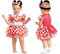 Zeus Party Costume Minnie Mouse per Neonata Bambina, Rosso con Pois Bianchi, Include Vestito e Fascia per Capelli con Orecchie, 12-18 Mesi, Carnevale