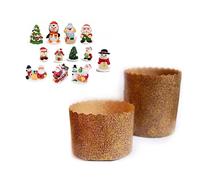 Zeus Party KIT 20 STAMPI PANETTONE da 750 gr +Soggetti in Zucchero Assortiti - Forme Canasta in carta forno Natale dolci
