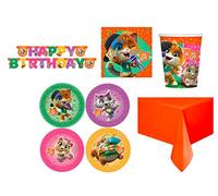 Zeus Party Kit Coordinato per Feste Compleanno 44 Gatti Piatti, Bicchieri, Tovaglioli, Tovaglia e Festone (per 8 Persone)