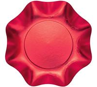 Zeus Party Piatti Fondi Carta Plastificata Tinta Unita Colori Opachi Etrusco con Bordi Ondulati 20cm (Rosso)