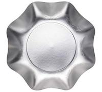 Zeus Party Piatti Fondi Carta Plastificata Tinta Unita Colori Opachi Etrusco con Bordi Ondulati 20cm (Argento)