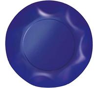 Zeus Party Piatti Piani Carta Plastificata Tinta Unita con Bordi Ondulati 25cm (Blu Cina)