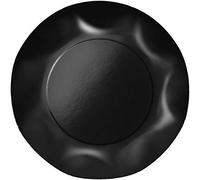 Zeus Party Piatti Piani Carta Plastificata Tinta Unita con Bordi Ondulati 25cm (Nero)