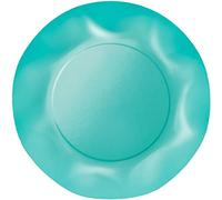 Zeus Party Piatti Piani Carta Plastificata Tinta Unita con Bordi Ondulati 25cm (Tiffany)