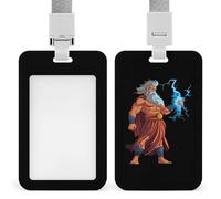 Zeus - Porta badge con scritta in lingua inglese "God of Thunder" greco, con cordino, per infermiere, insegnanti, ufficiali