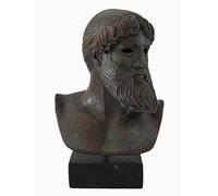 Zeus - Poseidon Dio greco scultura statua busto con effetto colore bronzo - Museum replica