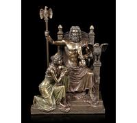 Zeus Su Trono Con Hera Figura - Veronese Statua Dea IN Bronzo