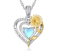 Zeuslia Collana da donna in argento S925, ti amo per sempre, regalo di compleanno, matrimonio, anniversario, fidanzata, figlia, girasoli, gioiello con pietra portafortuna, Argento sterling, Pietra di