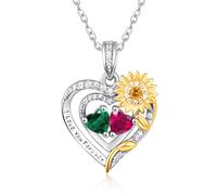 Zeuslia Collana da donna in argento S925, ti amo per sempre, regalo di compleanno, matrimonio, anniversario, fidanzata, figlia, girasoli, gioiello con pietra portafortuna, Argento sterling, Zirconia