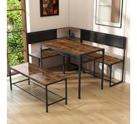 Zevemomo Set di tavolo da pranzo angolare per 4-6 persone, con porta di ricarica, tavolo da cucina angolare con contenitore e panca, set di tavolo da pranzo angolare per sala da pranzo, cucina