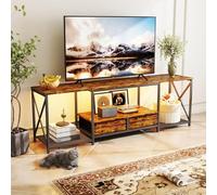 Zevemomo - Supporto TV LED da 66 pollici, per TV da 55/60/75 pollici, tavoli da console con striscia di luci a LED, centro di intrattenimento con 4 uscite CA e 2 porte USB, ripiani