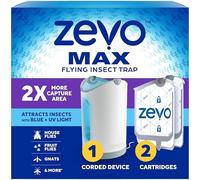 Zevo MAX Trappola per insetti volante, cattura mosche domestiche, mosche della frutta e moscerini (1 base plug-in + 2 cartucce)