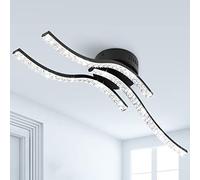 Zewanny Plafoniera a LED,Dimmerabile da 24 W 3 Fiamme,Moderna Ondulato Plafoniera a LED curva per soggiorno e camera da letto - Ideale per cucina e sala da pranzo Nero
