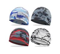 ZEXIJOW 4 Pezzi Ciclismo Skull cap Sottocasco Bici Estivo Sottocasco per Moto Traspirante sotto Casco Cuffia Berretto Skull cap Cappello da Ciclismo Bandana Sportivo Berretto Sport Uomo Donna