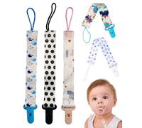 ZEXIJOW 5 Pezzi Catenelle per Ciuccio,Catenella Portaciuccio,Tessuto Catenella Ciuccio,Porta Ciuccio Femmina/Maschio,Cordino Ciuccio,Con 4 Pezzi Ciuccio Clip Adattatore Adatto per Ciucci (G)