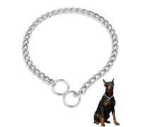 ZEXIJOW 60 cm di lunghezza Collare a Strozzo per Cani in Acciaio Inox Regolabile,Spessore 3,5 mm,Collare a Catena a Scorrimento per Taglia Grande Media Piccola,Fibbia Sicura