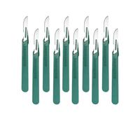 ZEXIJOW Bisturi in Acciaio Inossidabile Sterili Monouso con Manico ABS, Lama n.10 per Chirurgia, Artigianato e Modellismo, 10 Pezzi Singolarmente Confezionati,Manico graduato in plastica