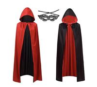 ZexJpr Mantello, costume da vampiro, 140 cm, con maschera in pizzo, set da 2 pezzi, per adulti e ragazzi, versatile per giochi di ruolo e feste a tema scuro