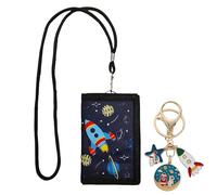 ZexJpr Sacchetto per il petto per bambini, con portachiavi, 25 cm di lunghezza e 12 cm di larghezza, set da 2 per gli amanti dello spazio, visita a scuola, attività all'aperto, campeggio