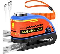 ZEXMTE Lucchetto a disco del freno, ricaricabile, per moto, 120 dB, con cavo di richiamata da 1,8 m, rinforzato, impermeabile, ad alta sicurezza per moto, bicicletta, scooter, blu