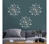 ZEXUIRU Set di 3 decorazioni da parete in metallo argentato con strass, per decorare la casa, sole, stella con strass da appendere alla parete con accenti di diamanti, 34,3 x 34,3 cm