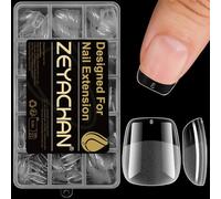 ZEYACHAN 540 Pezzi Tip In Gel Per Unghie Quadrate Corte, 15 Misure Unghie Finte Trasparenti, Semi Smerigliato, Nail Tips Corte, Soft Gel Nail Tips, Tip per Unghie Finte Per La Nail Art Fai-da-te