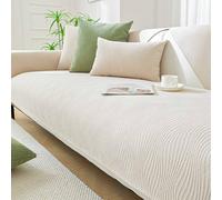 Zeyeo Copridivano Estivo Rinfrescante In Seta Ghiacciata, 3 Cuscini, Antiscivolo, Traspirante, Per 1-4 Posti(Beige,90 * 240CM)