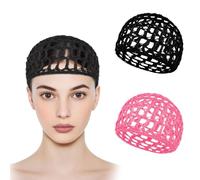 ZEYIYER Confezione da 2 retine per capelli per dormire, nero e rosa, rete per capelli in seta