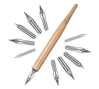 ZEYIYER Set di 11 penne per calligrafia, set di penne a forma di comico, penna d'inchiostro a G, in legno con molle sommergibili in acciaio inox, per disegnare, scrivere, calligrafia