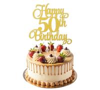 ZEYIYER Topper per torta per 50° compleanno, decorazioni per torte per 50° compleanno, per donne e uomini, con glitter per torte cinquant'anni, per 50 feste a tema