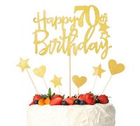 ZEYIYER Topper per torta per 70° compleanno, decorazioni per torta di buon 70° compleanno con cuore a stella, per torte di settant'anni, da donna, forniture per feste