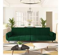 ZEYUAN Divano Letto a 2 Posti Con 2 Cuscini Verde Scuro in Velluto, Moderno, Da Soggiorno (SPU:337584)