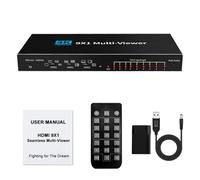 ZEZEFUFU HDMI 9x1 Multi-Viewer HDMI Quad Multi-Viewer Switcher senza soluzione di continuità 9 in 1 Out per monitor, console di gioco