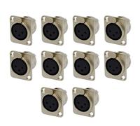 ZEZEFUFU XLR 3-Pin Femmina Metallo Montaggio a Pannello Microfono Adattatore Jack Audio Jack Connettore, 10pcs